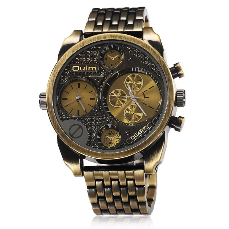 Luxury Brand Men Full Steel Watch Golden Big Size Antique Male Casual Watches Military Wristwatch