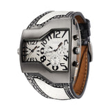 Fashion Quality&Cheap Oulm Luxury men's military Wrist watch with Dual quartz Movement/Leather strap