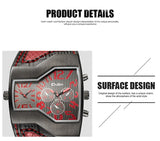 Fashion Quality&Cheap Oulm Luxury men's military Wrist watch with Dual quartz Movement/Leather strap
