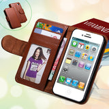 Photo Frame Flip PU Leather Cover Case For Iphone 5 5S 5G 4 4s 4g Carry Wallet With ID Credit Card Slots Stand Holder