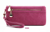 Fashion Women Wallets Dull Polish Leather Wallet Double Zipper Day Clutch Purse Wristlet Portefeuille Handbags