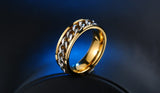 New Plated Gold/Black Man's Cool Spin Chain Ring For Man Stainless Steel Cool Man Woman Fashion Jewelry 