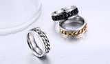 New Plated Gold/Black Man's Cool Spin Chain Ring For Man Stainless Steel Cool Man Woman Fashion Jewelry 