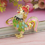 Pretty Chic Opals Cock Rooster Chicken Keychains Crystal Bag Pendant Key ring Key chains Christmas Gift Jewelry Llaveros