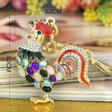 Pretty Chic Opals Cock Rooster Chicken Keychains Crystal Bag Pendant Key ring Key chains Christmas Gift Jewelry Llaveros 