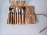 Professional High Quality 7 Makeup Brush Set in Sleek Pink Golden Leather-Like Case Portable Make up Brushes