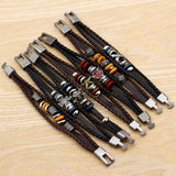Pulseras Bracelets Man Jewelry Braided Skull Leather Bracelets