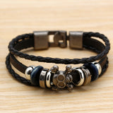 Pulseras Bracelets Man Jewelry Braided Skull Leather Bracelets