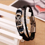 Pulseras Bracelets Man Jewelry Braided Skull Leather Bracelets