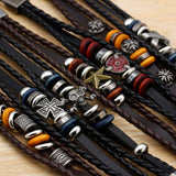 Pulseras Bracelets Man Jewelry Braided Skull Leather Bracelets