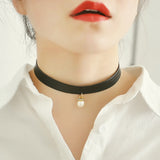 Punk Leather Choker Necklace Rock Bell Pendant Necklace Collar Necklace Jewelry Short Necklaces Collier Femme