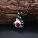 Punk Men's Skeleton Skull Eyes silver tone Titanium Stainless Steel leather chain Pendant Necklace