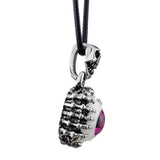 Punk Men's Skeleton Skull Eyes silver tone Titanium Stainless Steel leather chain Pendant Necklace 