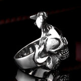 Punk Style Expendable Ring For Men 316L Stainless Steel Bird On Skull Ring Jewelry