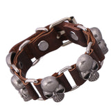 Punk Style Personality Skeleton Skull Bracelet New Fashion Genuine Leather Charm Bracelets Bangles for Unisex Women Men Jewelry