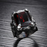 Punk Real stainless steel Ruby Ring Men's 13KT big red stones Finger Rings for man High Quality