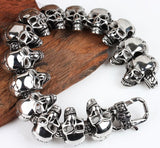 Punk Rock Charm Bracelet Stainless Steel Skull Skeleton Men's Bracelets & Bangles Cool Male Jewelry Wristband