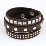 Punk Rock Multilayer PU Leather Bracelets & Bangles for Women Men Jewelry Fashion Wristband Charm Bracelet Pulseras