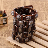 Punk Style Personality Skeleton Skull Bracelet New Fashion Genuine Leather Charm Bracelets Bangles for Unisex Women Men Jewelry