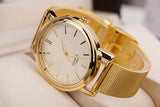 Quartz Casual watch Fashion Bright Gold band Women wristwatches Brand New Metal Mesh Stainless Steel watches