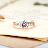 Real 18K Rose Gold Plated Ring for Women with Paved Micro AAA CZ Christmas Jewelry