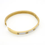 Gold Plated Stainless Steel Natural Shell Bracelets Bangles, Roman Letter Crystal Bangle For Women Jewelry pulseiras joyas