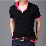 Double collar lapel Wireless Laptop Mens T Shirt men's short Sleeve t shirt slim London brand t-shirt men