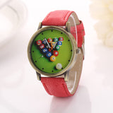 Billiards Cartoon Fashion Casual Women Girls Watches Vintage Wristwatches Canvas Fabric Strap Pattern Quartz Watch