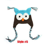 Multicolor Infant Toddler Handmade Knitted Crochet Baby Hat owl hat Cap with ear flap Animal Style For Girl Boy Gift