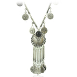 Retro Antique Silver Color Tibetan style Long Coins Boho Necklace Tassel Pendant Necklace for women Jewelry