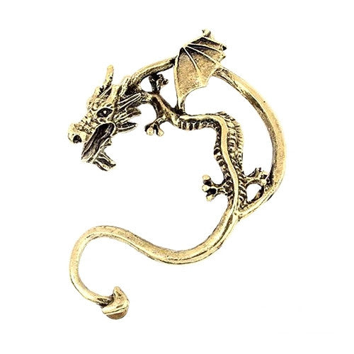 Retro Vintage Black Silver Bronze Punk Temptation Metal Dragon Bite Ear Cuff Clip Wrap