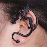 Retro Vintage Black Silver Bronze Punk Temptation Metal Dragon Bite Ear Cuff Clip Wrap