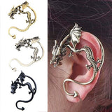 Retro Vintage Black Silver Bronze Punk Temptation Metal Dragon Bite Ear Cuff Clip Wrap