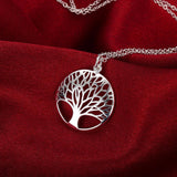 Best Silver Tree Of Life jewelry set necklace earring 18inch totem gift wife girl friend women wedding Valentines
