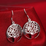Best Silver Tree Of Life jewelry set necklace earring 18inch totem gift wife girl friend women wedding Valentines