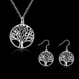 Best Silver Tree Of Life jewelry set necklace earring 18inch totem gift wife girl friend women wedding Valentines
