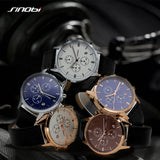 SINOBI Rose Gold Blue Watches Men Fashion Dress Woman's Quartz Watch Unique Design Leather Wristwatch for Male