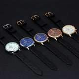 SINOBI Rose Gold Blue Watches Men Fashion Dress Woman's Quartz Watch Unique Design Leather Wristwatch for Male