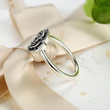 Shimmering Delicate Rose Flower Ring with Clear CZ Ring Original 100% 925 Sterling Silver Jewelry 