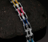 Silicone Stainless Steel Bracelet Men Bangle Rainbow Color 316L Stainless Steel Clasp Bracelet Fashion Bracelet For Men