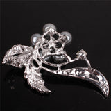 Silver Black Pearl Flower 18K Silver Plated Austrian Crystal Brooches&Pin For Women Fashion Jewelry