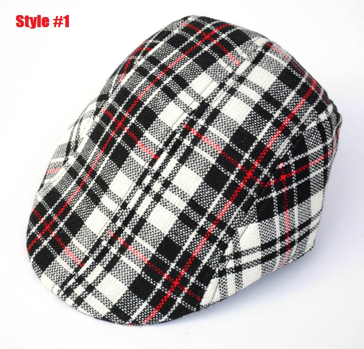Spring and Autumn Kids Fashion Berets Plaid Hats For Baby Boy And Girl Hat Cap