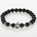 Silver Laughing Buddha Lucky Charm Bracelets Onyx Agate Stone Matt Beads For Men Bracelets Jewelry Women Fashion Accessories