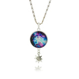 Brand Fashion Jewelry Pendant Silver Chain Galaxy Necklace Choker Necklace Glass Galaxy Lovely & Pendant