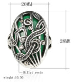 Silver Jewelry Punk Tibetan Silver alloy Wrapped High -Quality Music Notation Resin Fashion Rings Hollow Vestidos De Festa