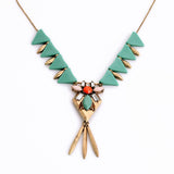 Simple Resin Triangle Antique Gold Pendants Fashion Thin Chain Elegant Necklace for Women