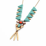 Simple Resin Triangle Antique Gold Pendants Fashion Thin Chain Elegant Necklace for Women