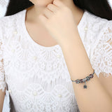 Simple 925 Silver Charm Bangle & Bracelet with Royal Crown Pendant & Red Crystal Ball Friendship Bracelet