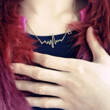 Simple Wave Heart Necklace Chic ECG Heartbeat Gold Plated Pendant Charm Lightning Necklace for Women Vintage Jewelry Accessories