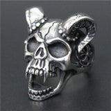 Evil Damn Skull Vampire Goat Ring 316L Stainless Steel Man Boy Band Party Bull Skull Ring